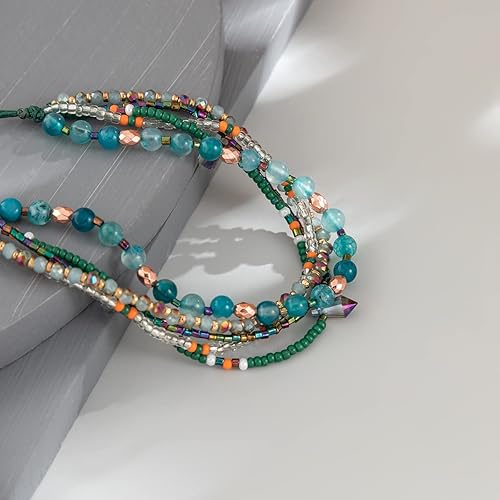 Miniatura 3 de Tobillera bohemia trenzada con cuentas para mujer, playa, verano, talla grande, cordón ajustable para mujer