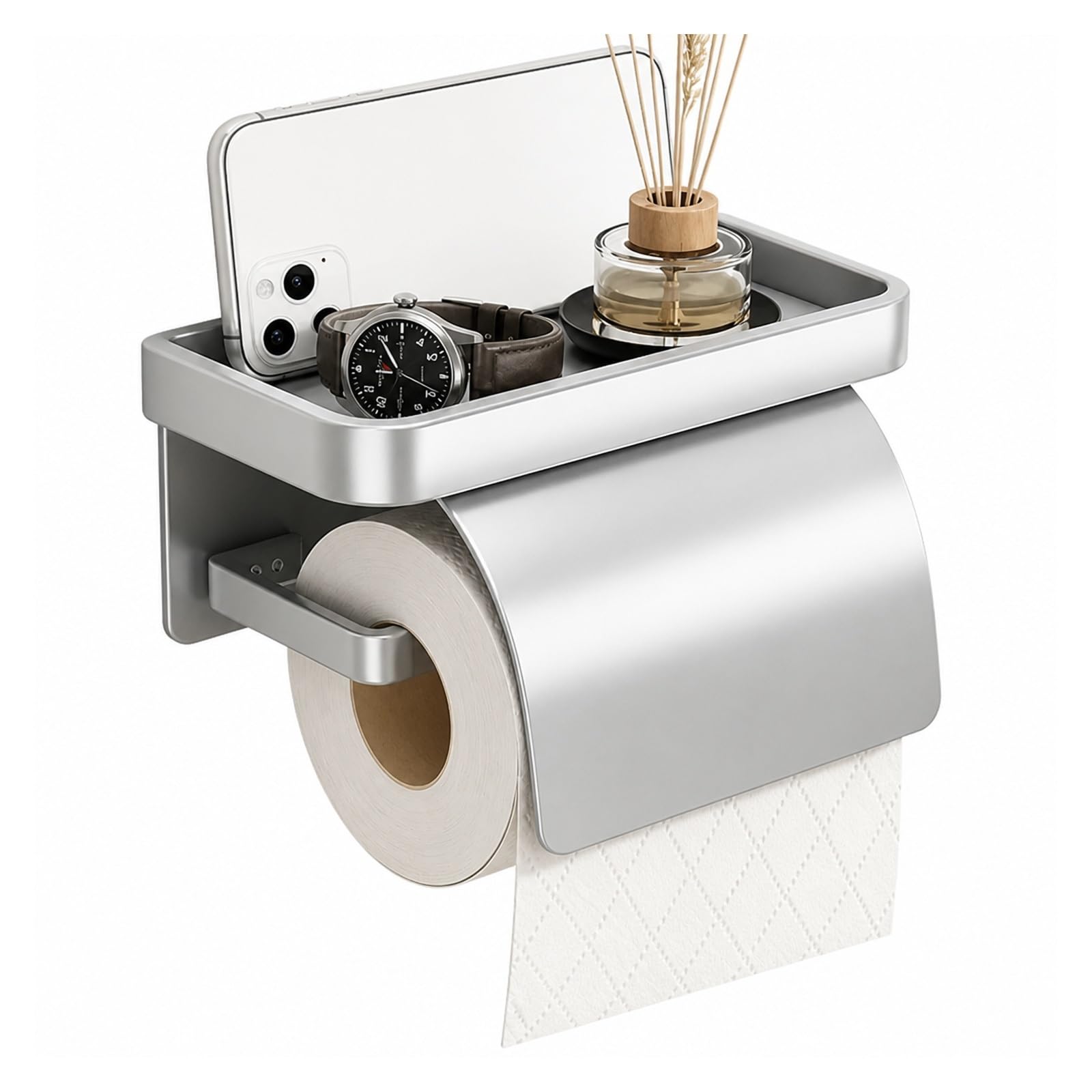 Toilet Roll Holder, Self Adhesive Perforated Toilet Roll Paper Holder,for Bathroom