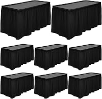 Vista 12 de TURSTIN 2 faldas de mesa de plástico negro de 14 x 29 pies para mesas rectangulares, mantel ajustable, mantel desechable para fiestas de cumpleaños