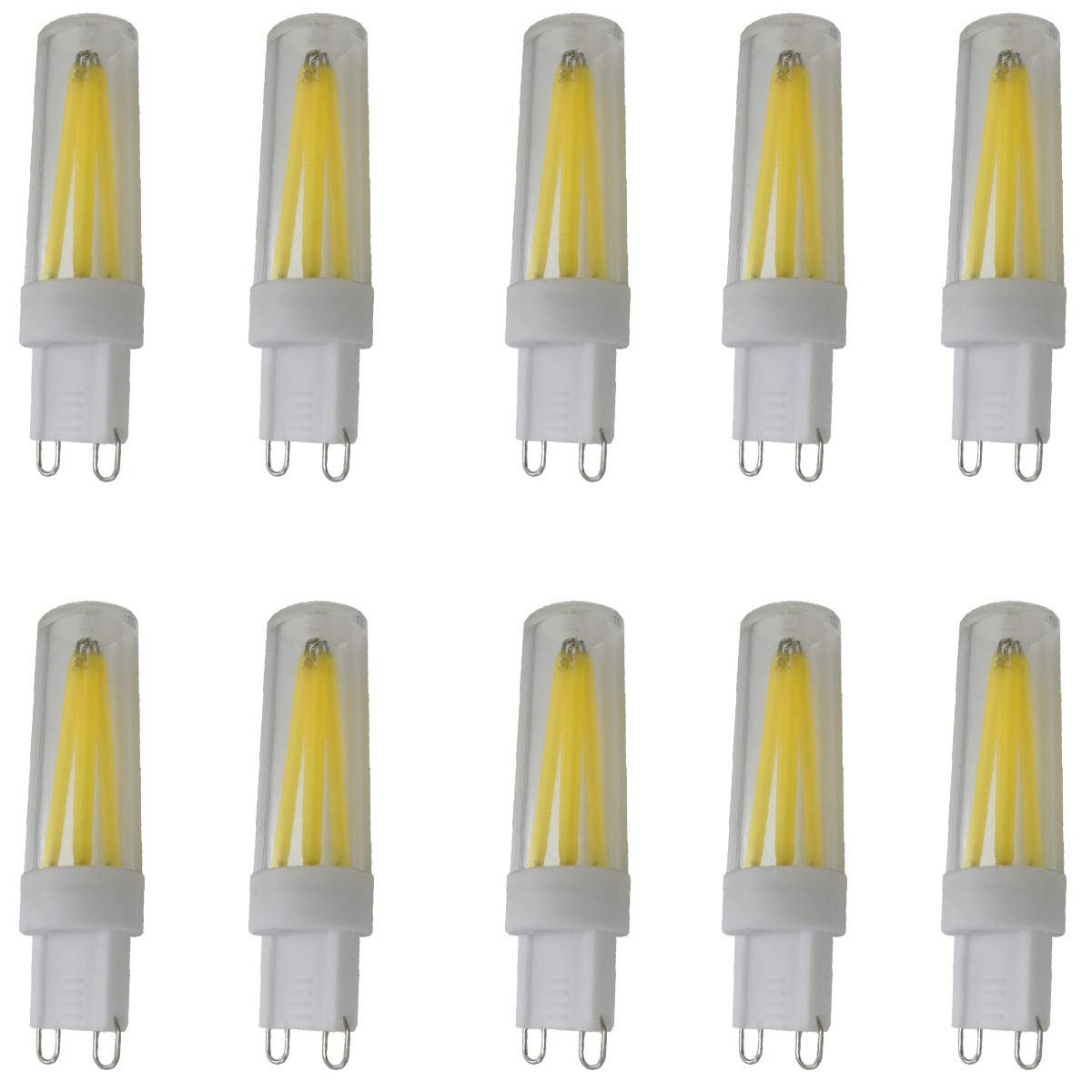 Aoxdi Dimmable G9 LED Bulbs 3W, LED Filament, No Flicker, 360° Beam Angle, Energy Saving G9 Lighting, AC 220-240V, 10-Pack (Cool White)
