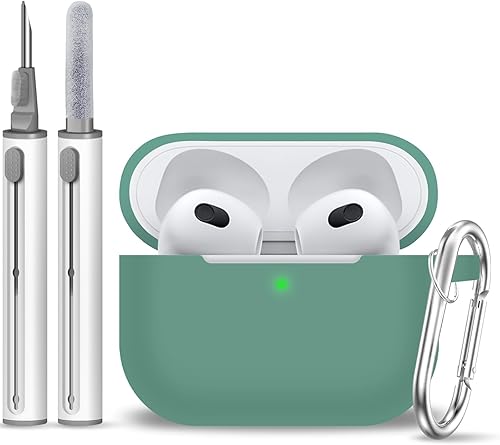 Vista 41 de Funda para AirPods 3, accesorios de protección de silicona con llavero y kit de limpiador compatible con AirPod de 3ª generación 2021 para mujeres