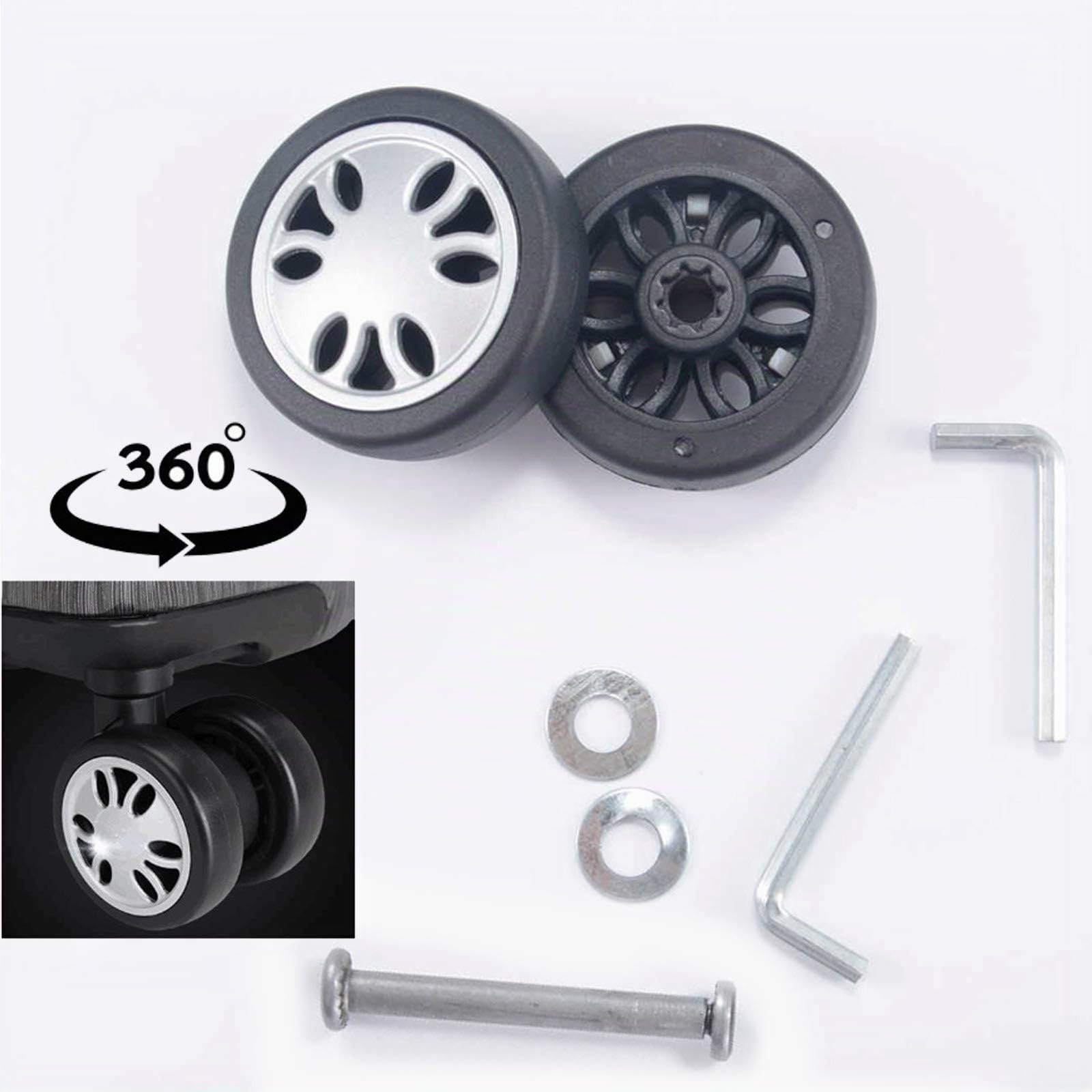 Lot de roues de rechange pour valise à roulettes OD 50 mm (50 x 15 x 6,1 mm)