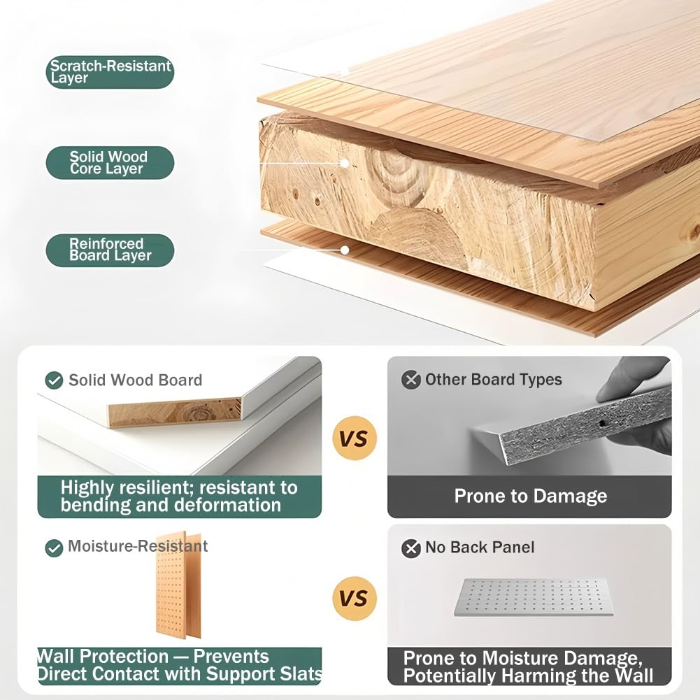 Kit de exhibición de madera maciza para montaje en pared, estantería modular y almacenamiento de herramientas para garaje, cocina, organización del hogar, marrón, 40 x 150 cm
