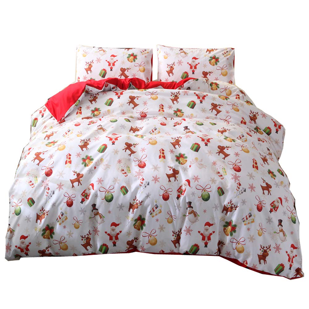 Housse de couette + 2 taies d'oreiller 200x200cm pour lit 2 personnes sans pli ni décoloration