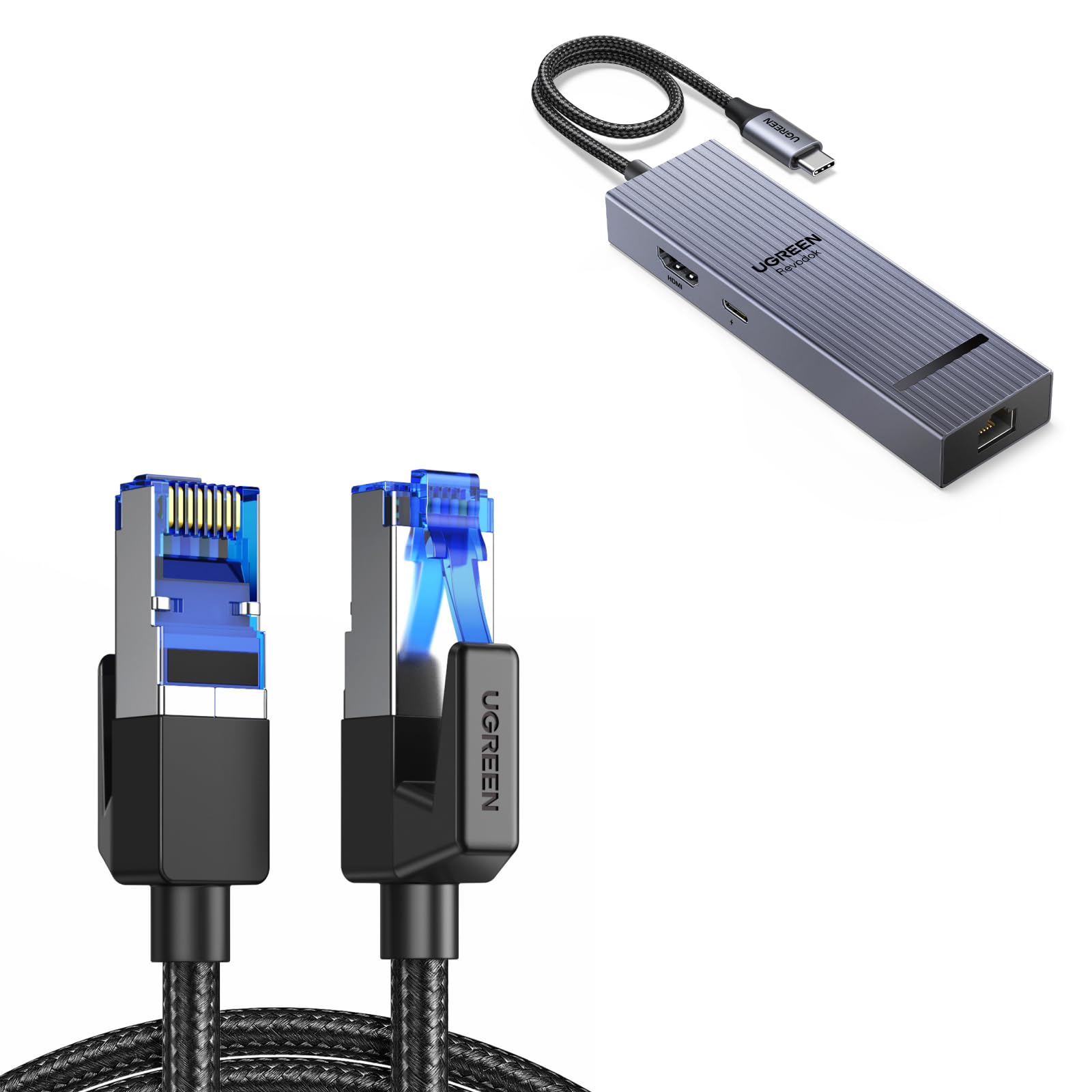 Hub USB C Ethernet Gigabit con Cable Cat 8 UGREEN Revodok Pro 8