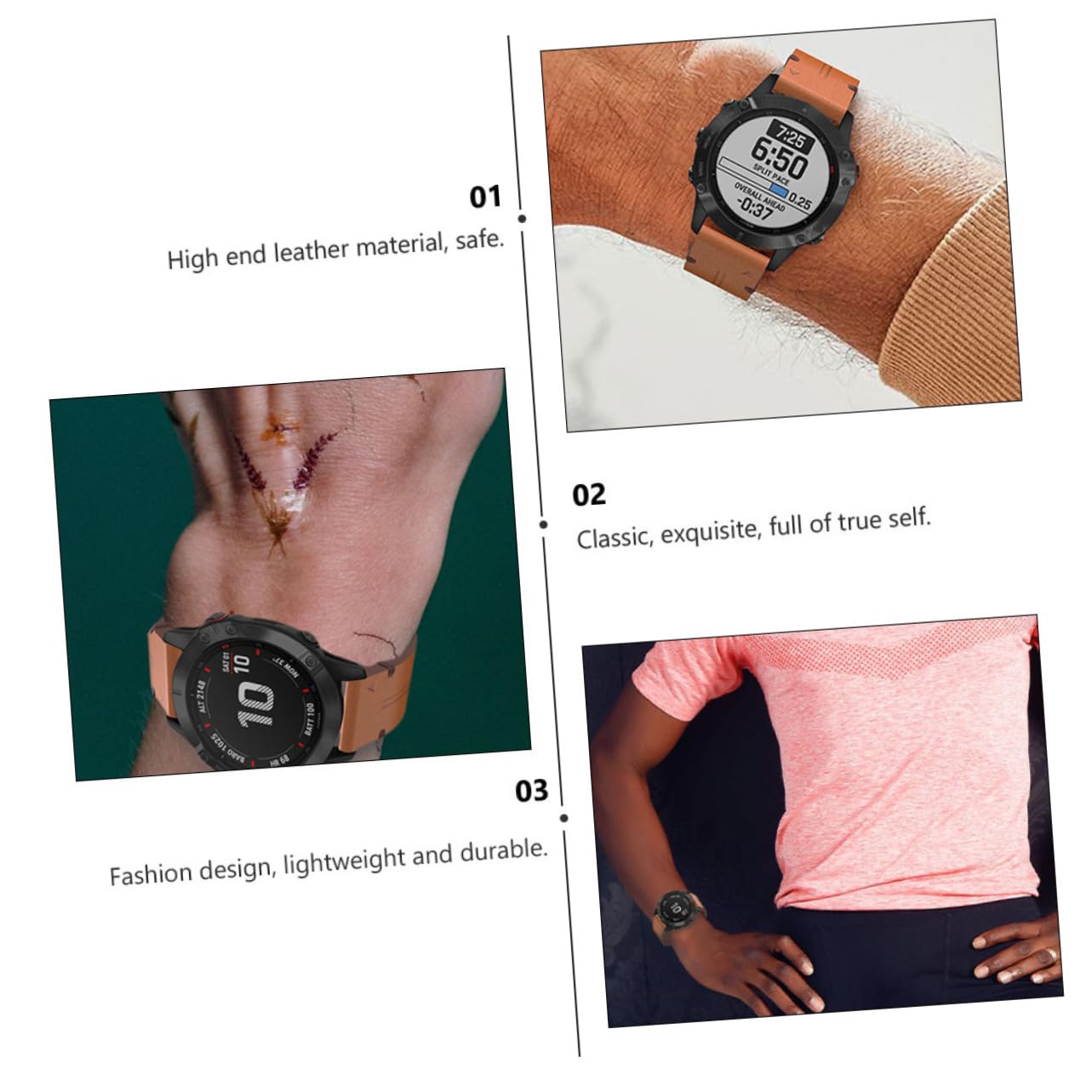 SHINEOFI Correa De Cuero De Liberación Rápida Para Reloj Inteligente Compatible Pulsera De Cuero Para Deportes y Actividades Al Aire
