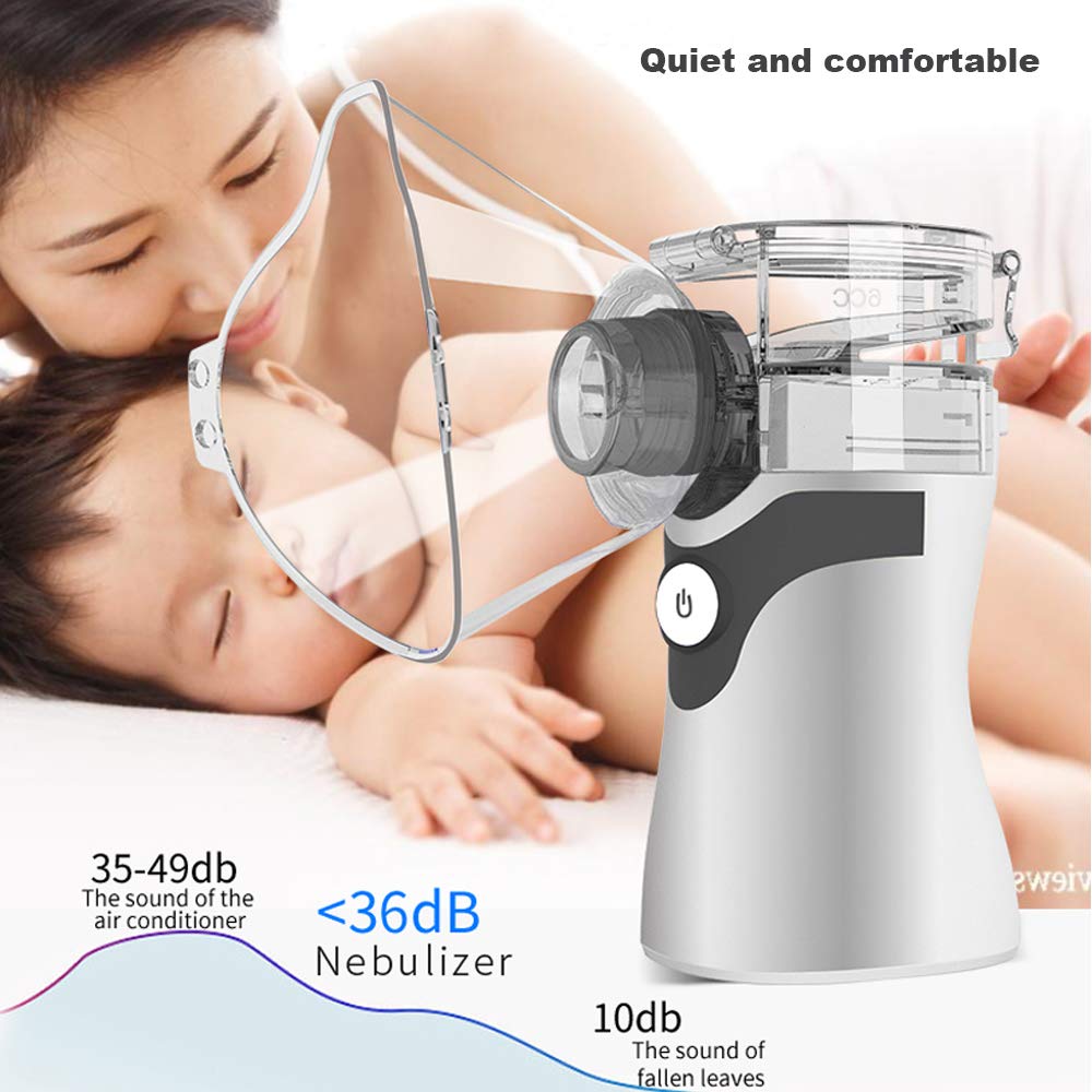 Nebulizzatore a microgrid ultrasuoni portatile Mini Topchance, atomizzatore per inalatore di vapore muto, evaporatore portatile per viaggi e famiglie (Grigio)