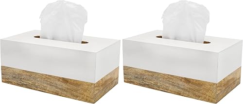 Miniatura 11 de AuldHome Design Cubierta de Caja de Paños Rectangular (Esmalte/Madera de Mango); Soporte de Paños Oblongo Blanco de Decoración Escandinava