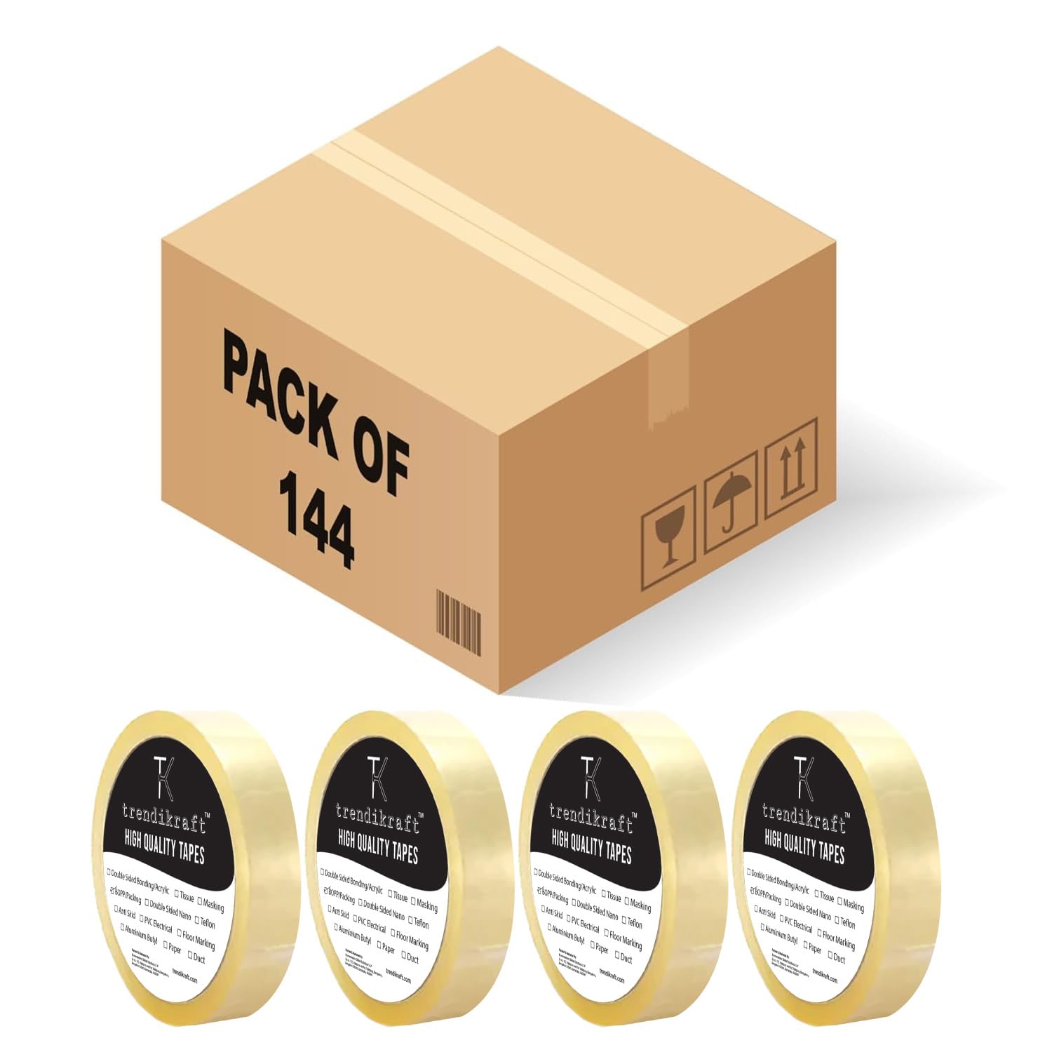 TRENDIKRAFT 12mm X 65 meter Pack of 144 Transparent BOPP Packing Clear Cello Tape with Durable Materials Self Adhesive Heavy Duty Tep Roll Ideal for Packaging Box 1/2 inch 65mtr (B0CGTCMP5G) Amazon Price History, Amazon Price Tracker