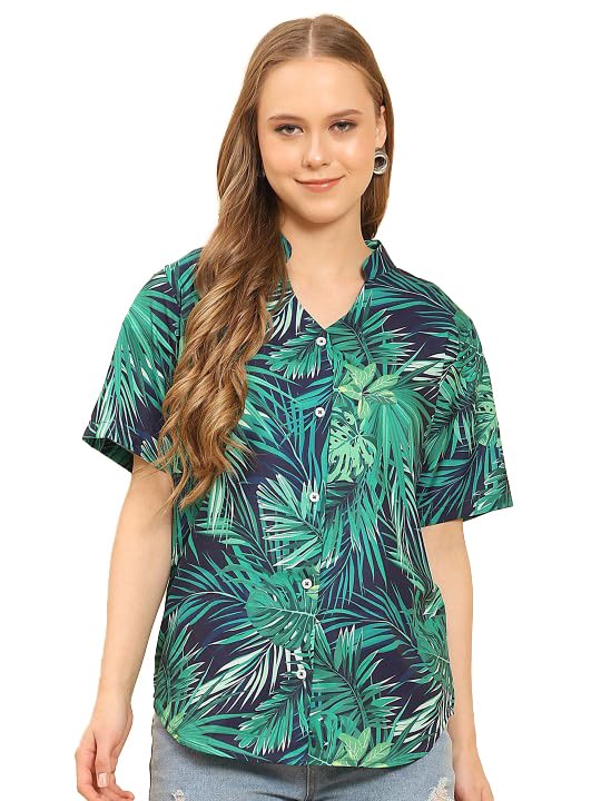 Image of Trendy Queen Printed Straight Mandarin Neck Shirt for Women's | Tops for Woman Shirts | Shirt for Women Stylish Western (SD775 S)