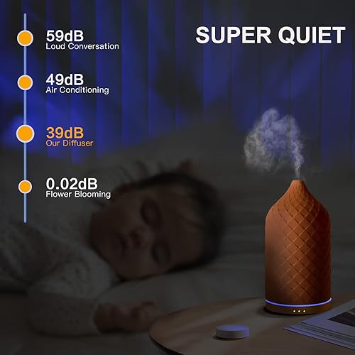 Miniatura 4 de Difusor de aceite esencial para el hogar, difusor de aromaterapia de cerámica para aceites esenciales, difusor de aceite de 4.1 fl oz con apagado