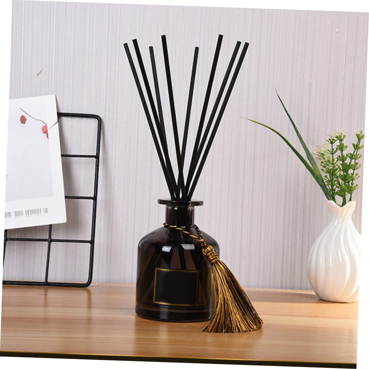 Cabilock 50pcs Black Fiber Aroma Diffuser Sticks Diameter Long Premium Aromatherapy Replacement Rods for Home Fragrance Air and Scent Enhancement