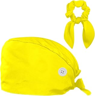 1 paquete de gorros médicos con diadema para enfermera, color amarillo, Colorful5001, Talla única