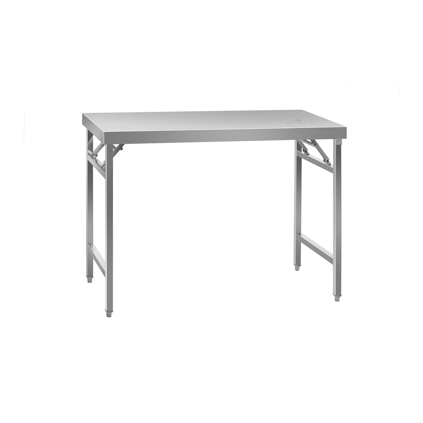 Royal Catering RCAT-120K Mesa Plegable de Acero Inoxidable Mesa de Trabajo (60,00 x 120,00 x 90,50 cm, Capacidad de Carga 210 kg, Altura Ajustable 10 mm)
