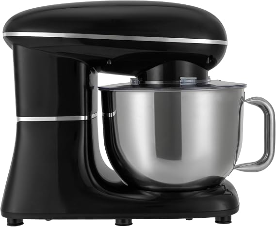 Stand Mixer,6-Speed Tilt-Head Food Mixer, Kitchen Electric Mixer with Dough Hook, Wire Whip & Beater (6.5QT, Black)