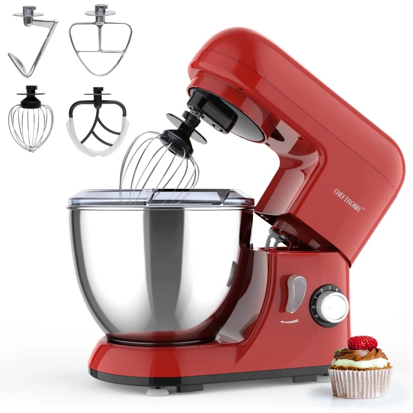 ‚Powerful 500W 4.5Qt Tilt-Head Stand Mixer for Baking & Cooking - 6+ Speed Settings Food & Butter Beaters Included-image-46