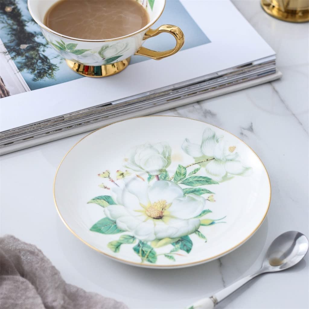 Kamellia wzór europejski porcelana kostna porcelanowy kubek do kawy wysokiej jakości popołudniowy kubek do herbaty zestaw ze spodkiem i łyżką