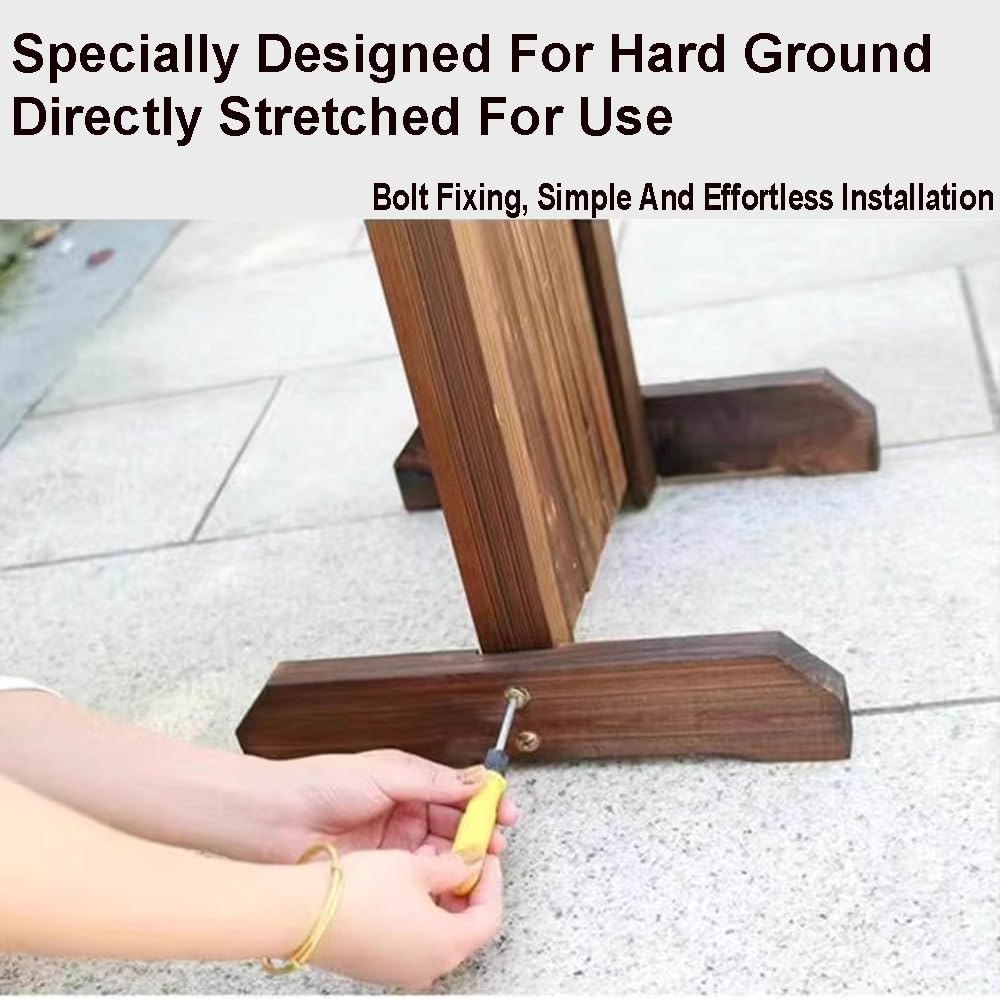 Recinzione da giardino in legno, staccionata espandibile, autoportante, divisorio decorativo per esterni, con base, per cortile (marrone, 32 ~ 210 x 100 x 30 cm)