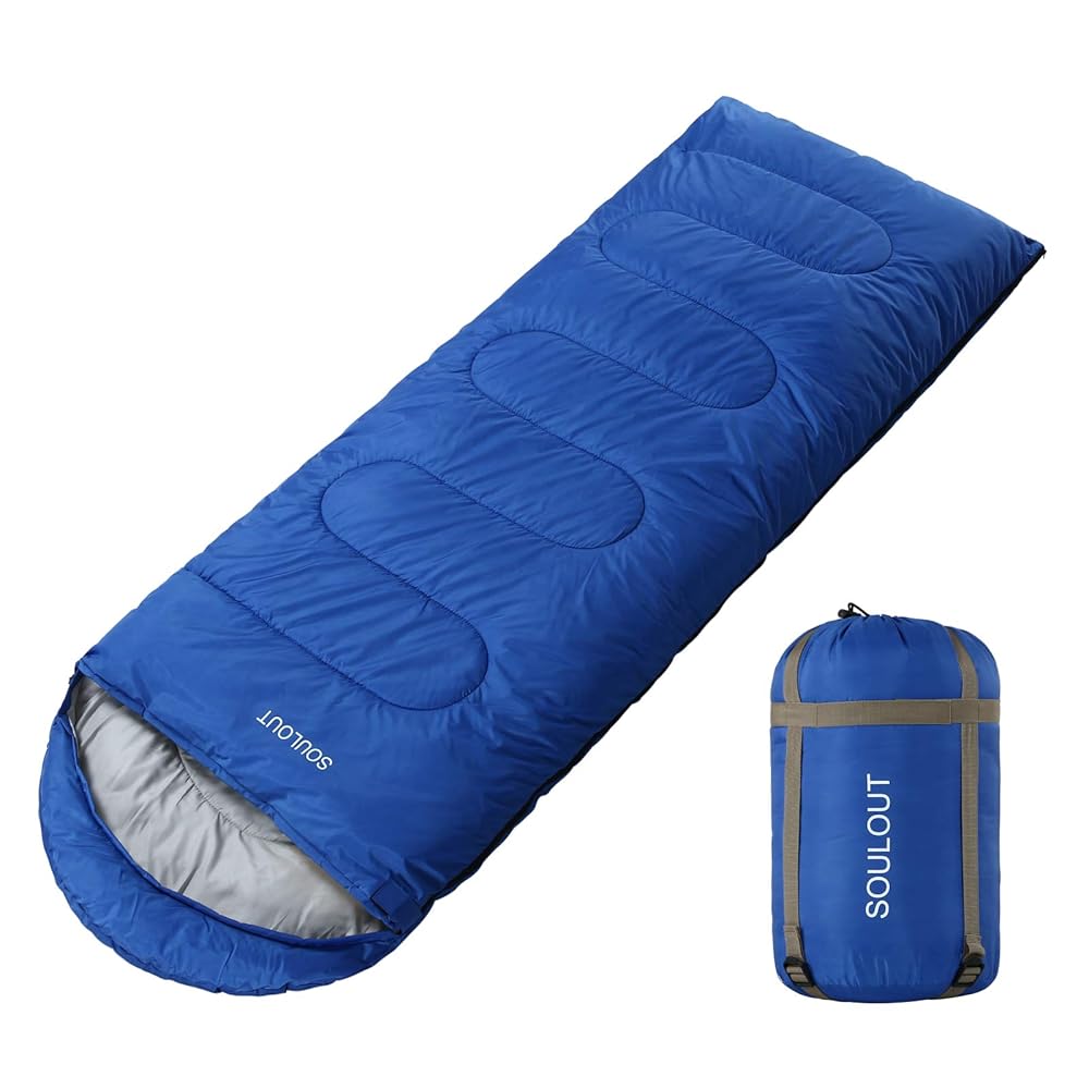 3-4 Season Sleeping Bag for Adults & Kids, Lightweight Warm Cold Weather Camping Bag with Waterproof Compression Sack - Portable for Hiking, Backpacking, Traveling & Outdoor Adventures (Blue)