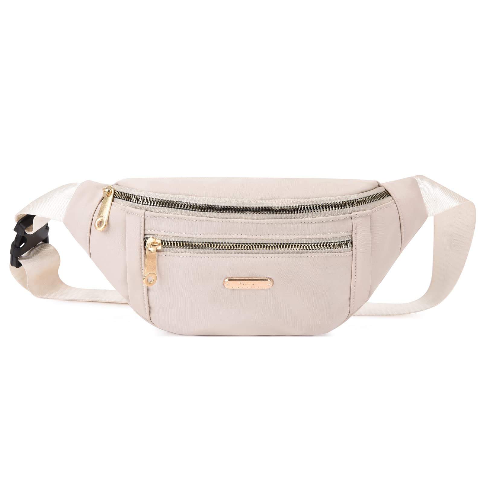 DAITET Fashionable White Fanny Pack for Men&Women, Crossbody Waist Bag with Adjustable Belt, Large Capacity Bum Bag for Traveling Hiking Cycling Workout Casual(Milky White) — image 1