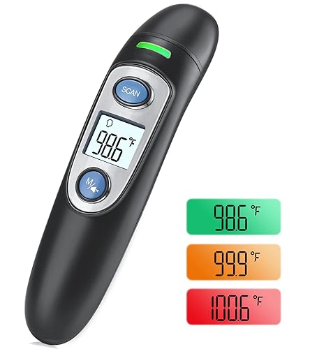 GoodBaby Termómetro de frente sin contacto, termómetro digital para adultos y niños, rápido y preciso con función de memoria de alarma de fiebre