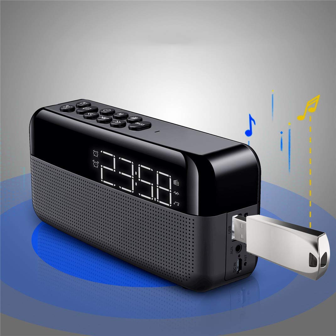 Altavoz Bluetooth Inteligente Reloj Despertador Dual Radio Reloj Digital, Mensaje de Voz, Ajuste de Brillo, diálogo Inteligente AI, Reloj Despertador con Radio FM