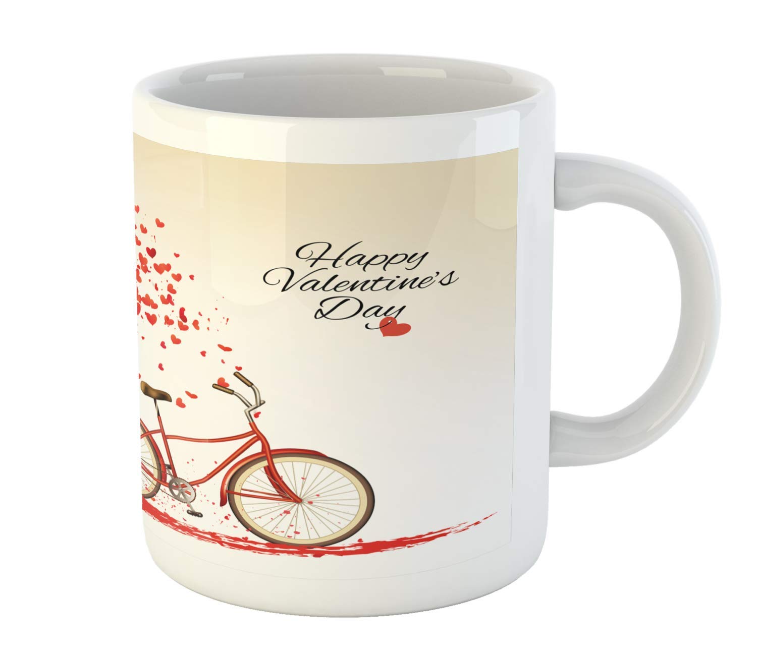 Amazon.com: Ambesonne Valentines Day Mug, Romantic Tree with Blooming  Hearts with Bike and Petals Vintage Artwork, Ceramic Coffee Mug Cup for  Water Tea Drinks, 11 oz, Cream Vermilion : Home & Kitchen