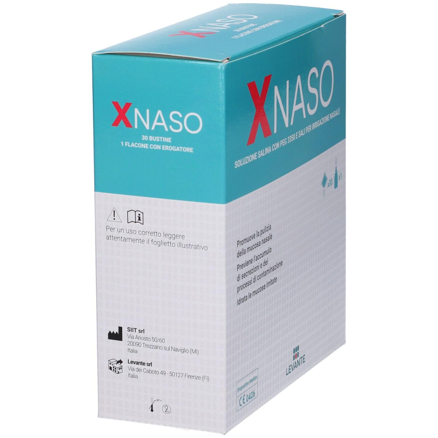 XNASO Lavaggio Nasale Adulti e Bambini 240ml+30 Bustine Soluzione Salina con PEG 3350 e Sali Minerali Irrigatore Nasale con Flacone Riutilizzabile Pulizia Naso Adulti e Lavaggi Nasali Bambini