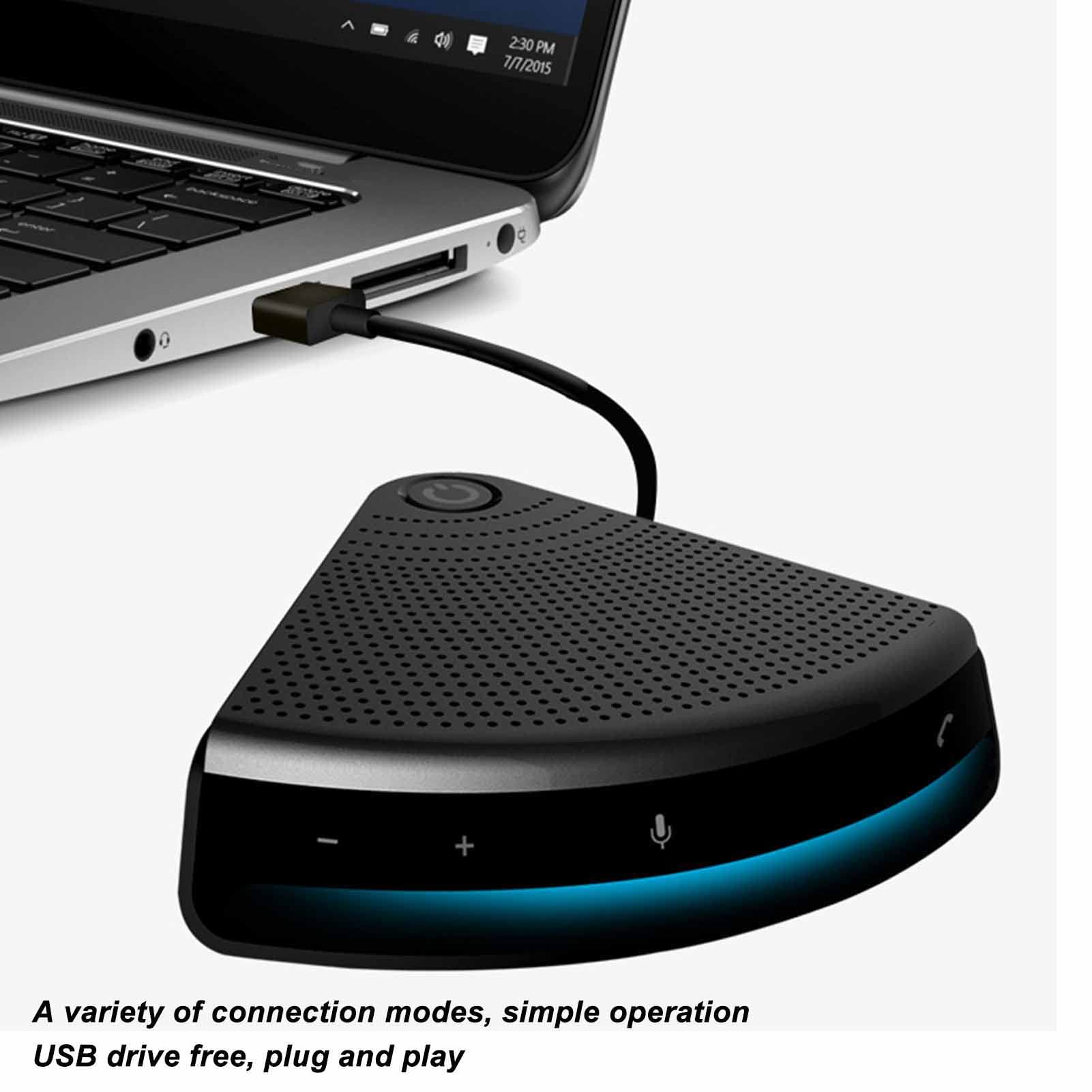 Denash Reducción de la Conferencia de Micrófono de Ruido Omnidireccional Micrófono Omnidireccional USB Dual Fashion para la Discusión de la Oficina Salle, HD Calidad de Sonido HD
