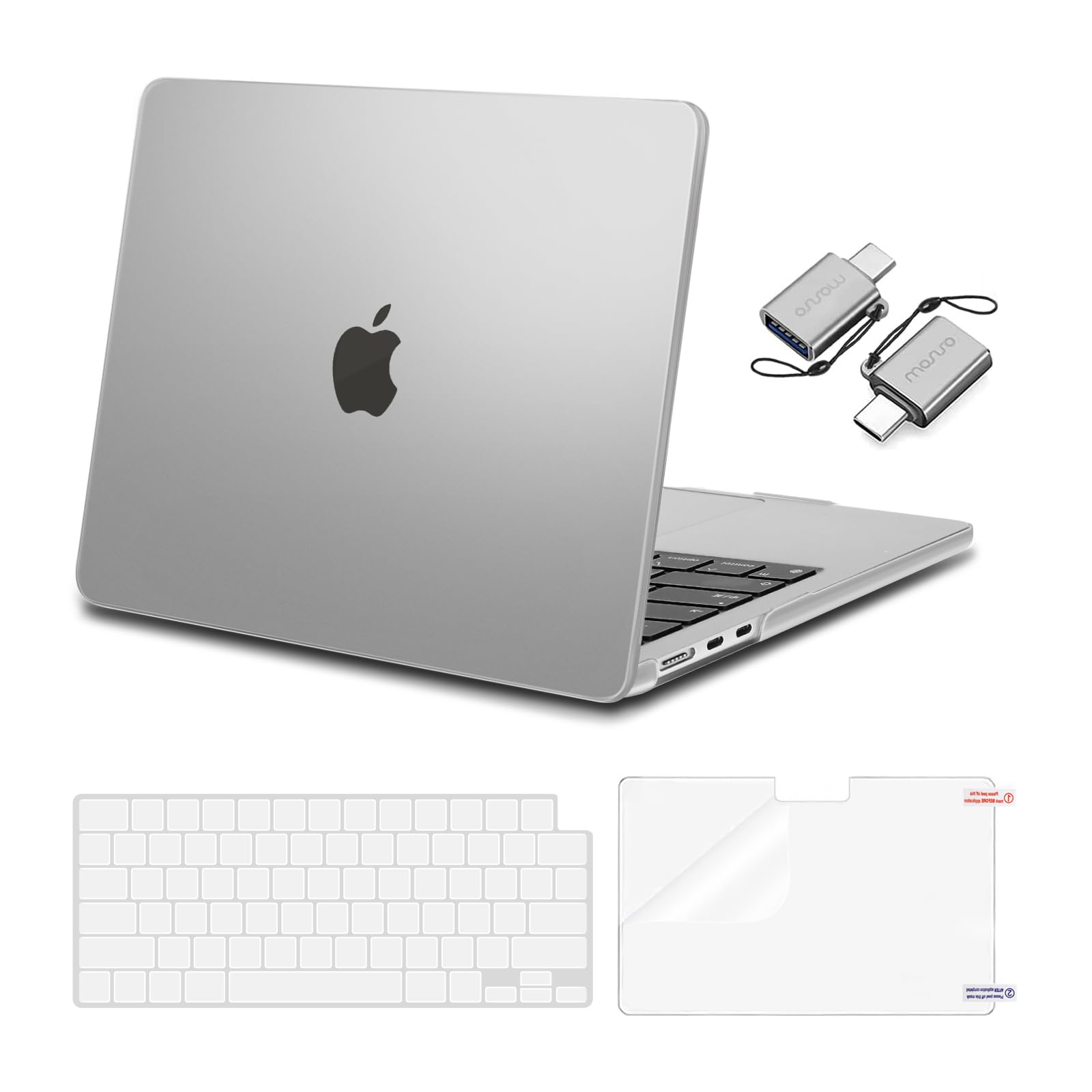 MOSISO Compatible with MacBook Air 13 inch Case 2025 2024 2023 2022 M4 A3240 M3 A3113 M2 A2681, Plastic Hard Shell&Keyboard Cover&Screen Film&Type C for MacBook Air 13.6 inch Case, Frost