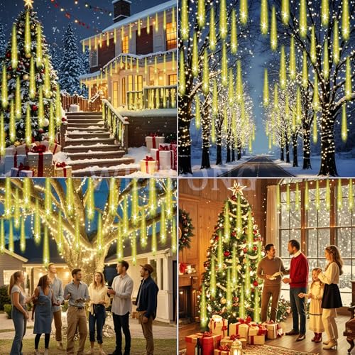 Weepong Christmas Lights Outdoor Falling Rain Meteor Shower Lights 12-inch 8 Tube 192 LED $6.49 AC - image 2