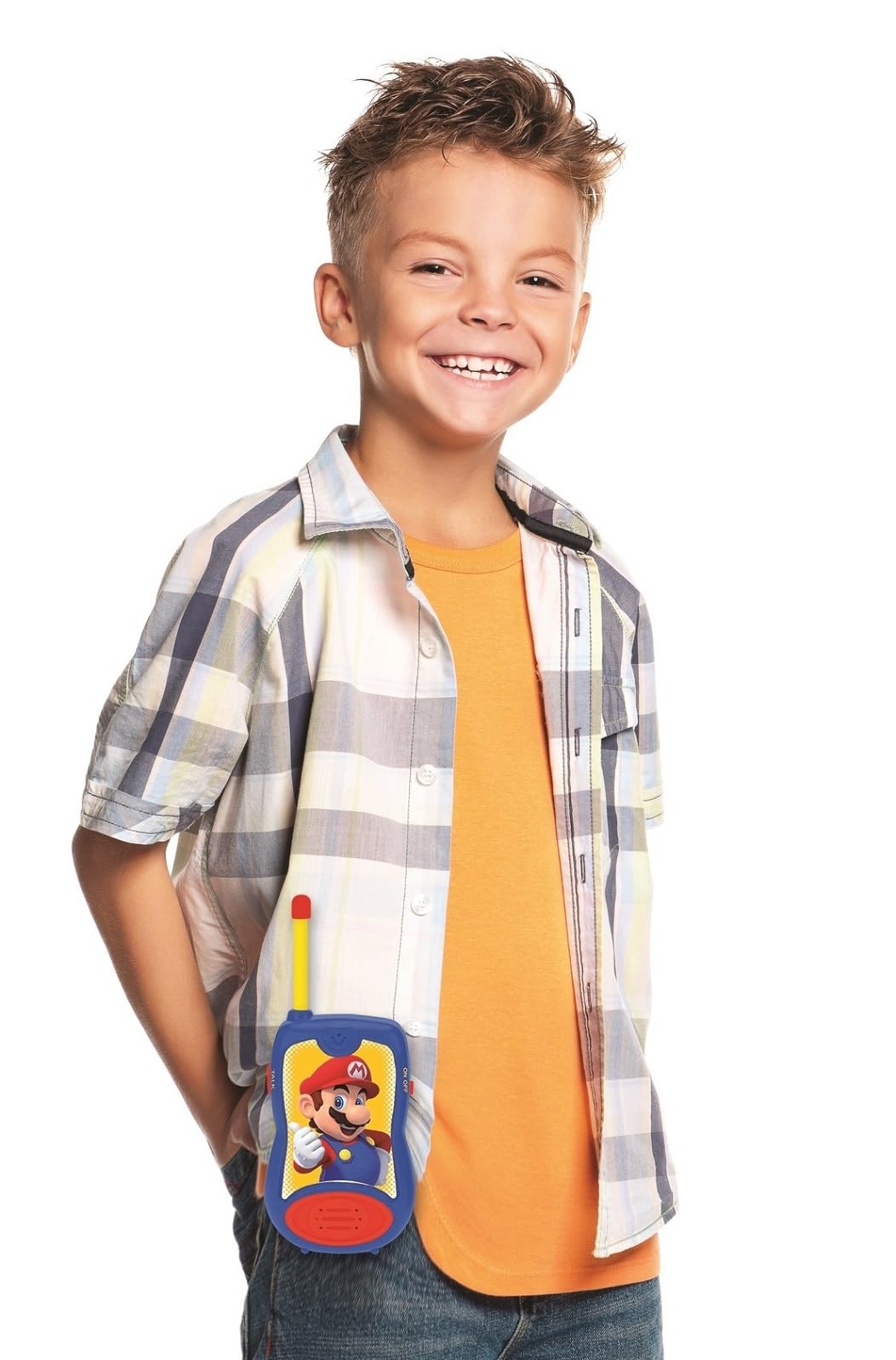 Lexibook - Nintendo Super Mario Walkie-talkies, Pinza para Colgar del cinturón, 2 Canales, batería, para Niños, Azul/Rojo, TW12NILXB