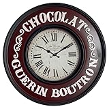 pendule couleur chocolat Horloge L\'Héritier Du Temps Horloge Murale Pendule en Fer et Verre Chocolat Guerin Routron 6x60x60cm