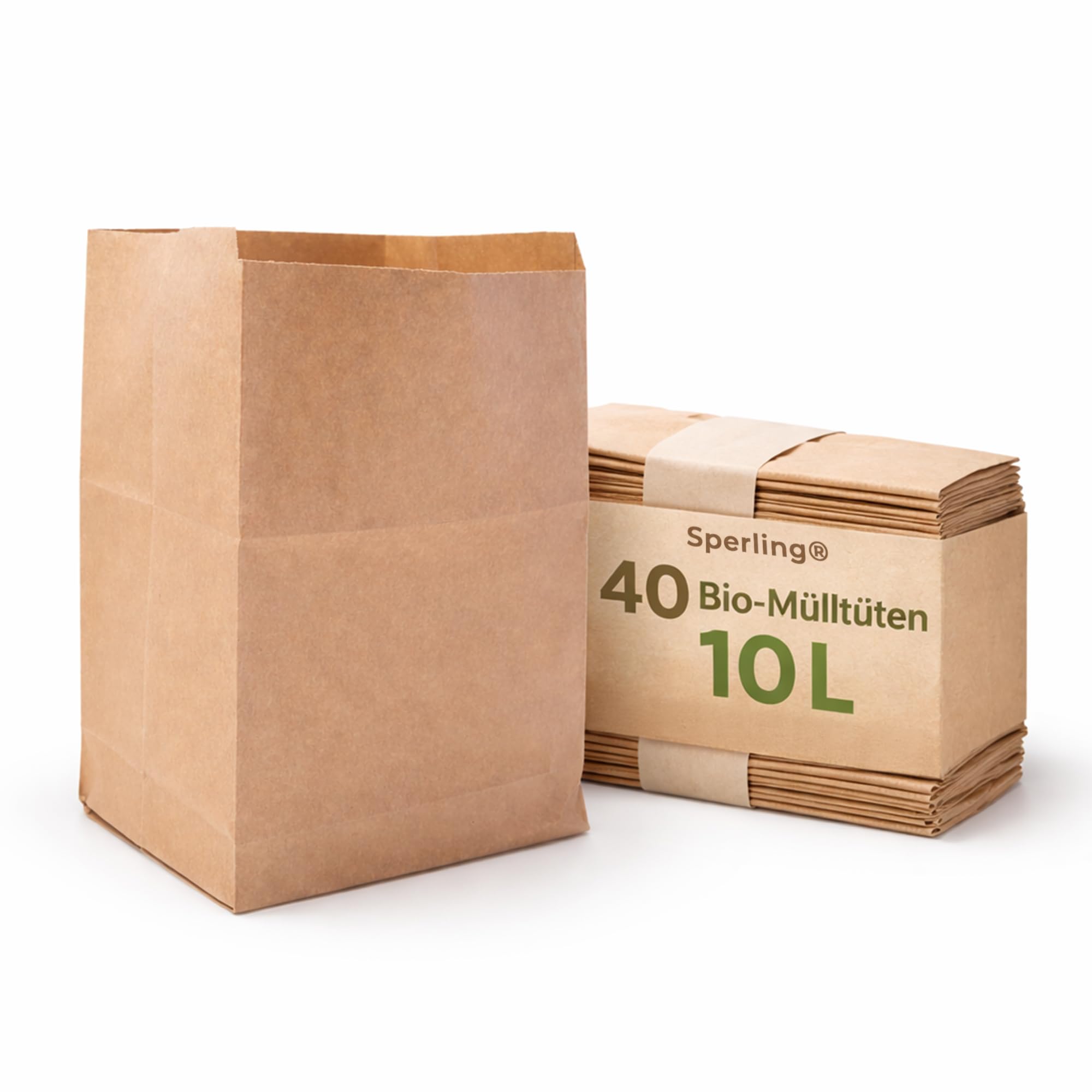 Sperling Brown Organic Kraft Paper Compost Bags, 10 Litres, 27 X 20 Cm, Pack Of 40, Compostable, Paper Waste Bag, Wet And Tear Resistant