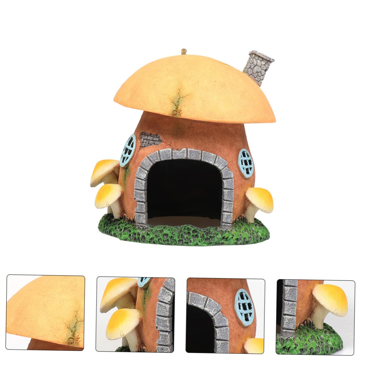 Ipetboom Cachette pour Tortues en Résine Légère et Résistante, Abri Décoratif de Château Champignon pour Aquarium et Décoration Intérieure