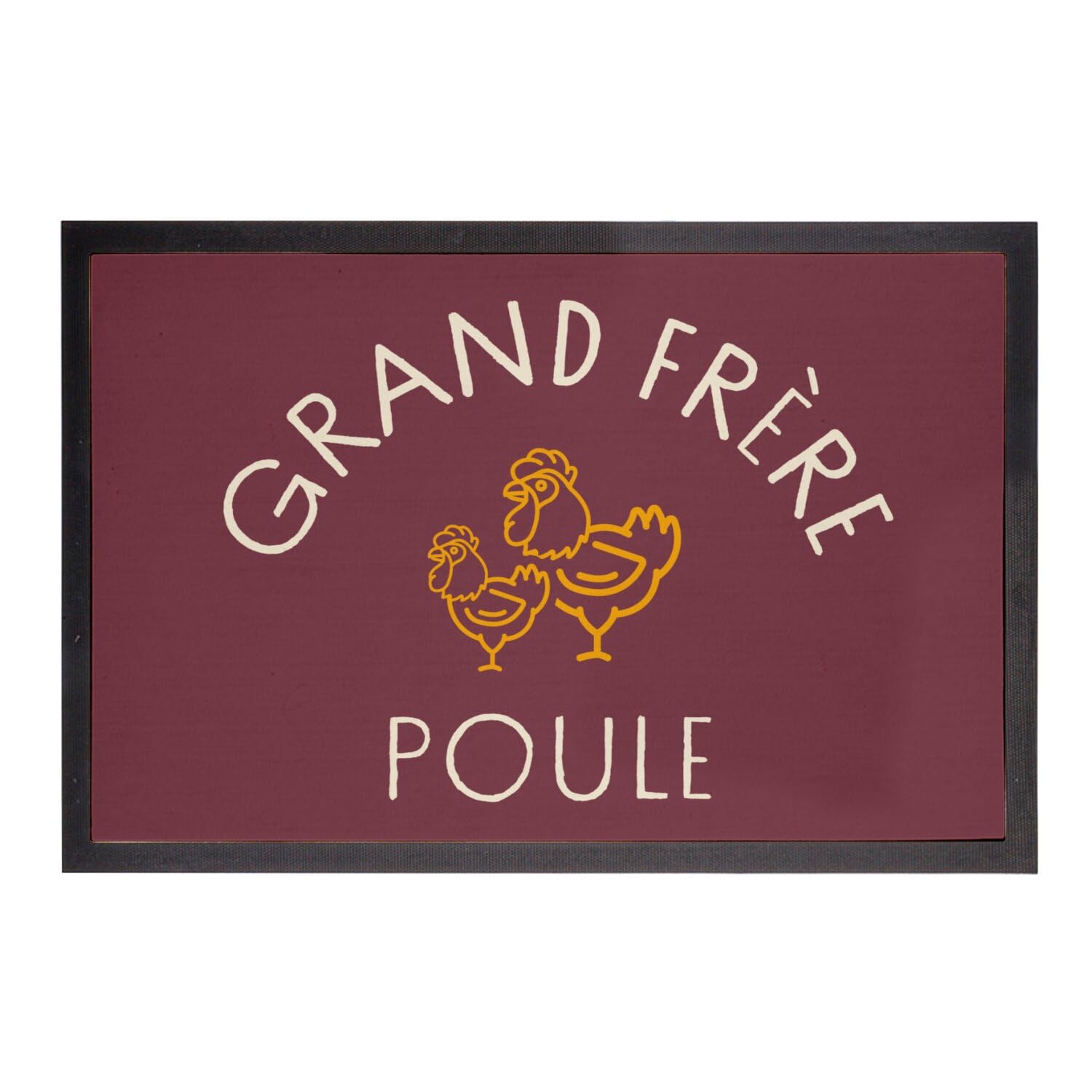 Paillasson Rouge Grand Frère Poule 75x50cm tapis entrée