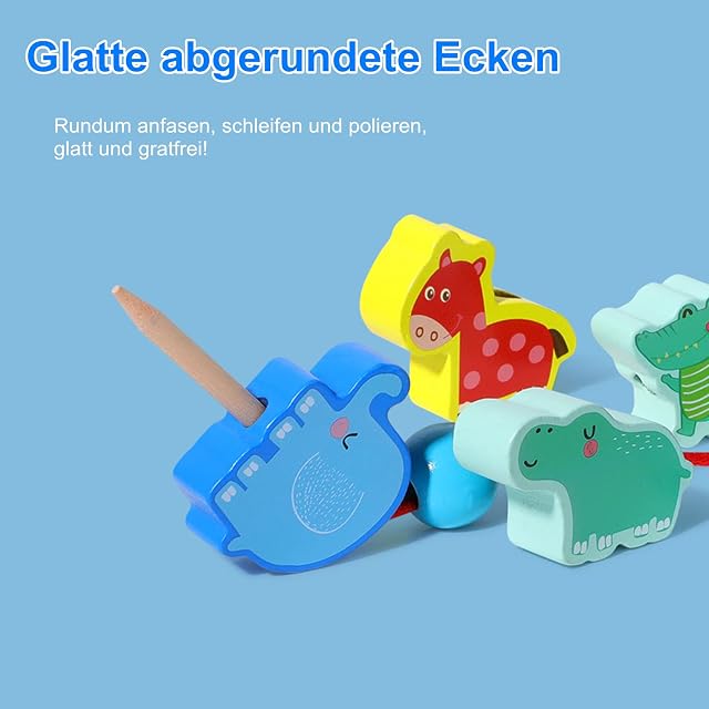 Foto 2 de 8 de DealKits Juego de enhebrar a partir de 2 años, juguete educativo Montessori, juguete de madera