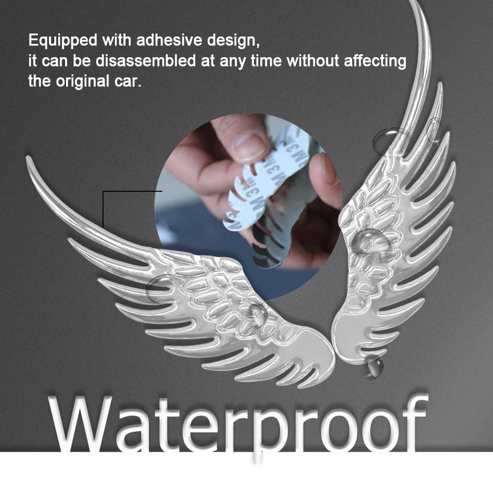 Middrivr 1Pair Alloy Metal Car Stickers, 3D Metal Stereo Wing Sticker ...