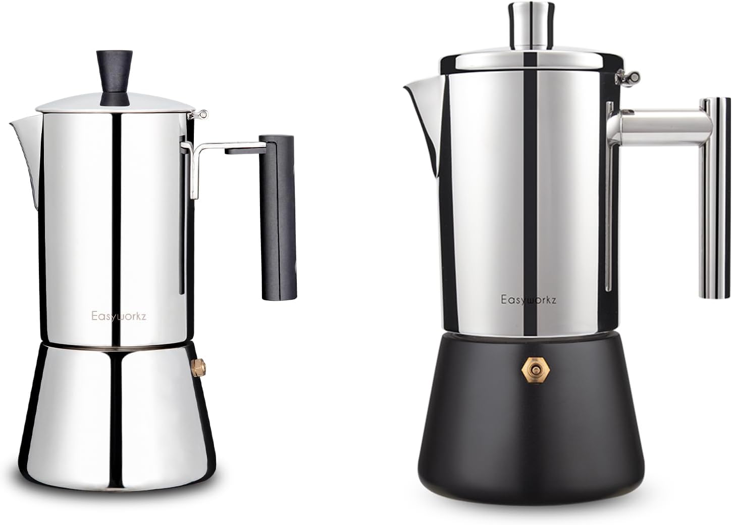 Easyworkz Pedro Stovetop Espresso Maker 6Cup 300ml, Bundled Diego Stovetop Espresso Maker Stainless Steel Italian Coffee Machine Maker 12Cup 17.5 oz
