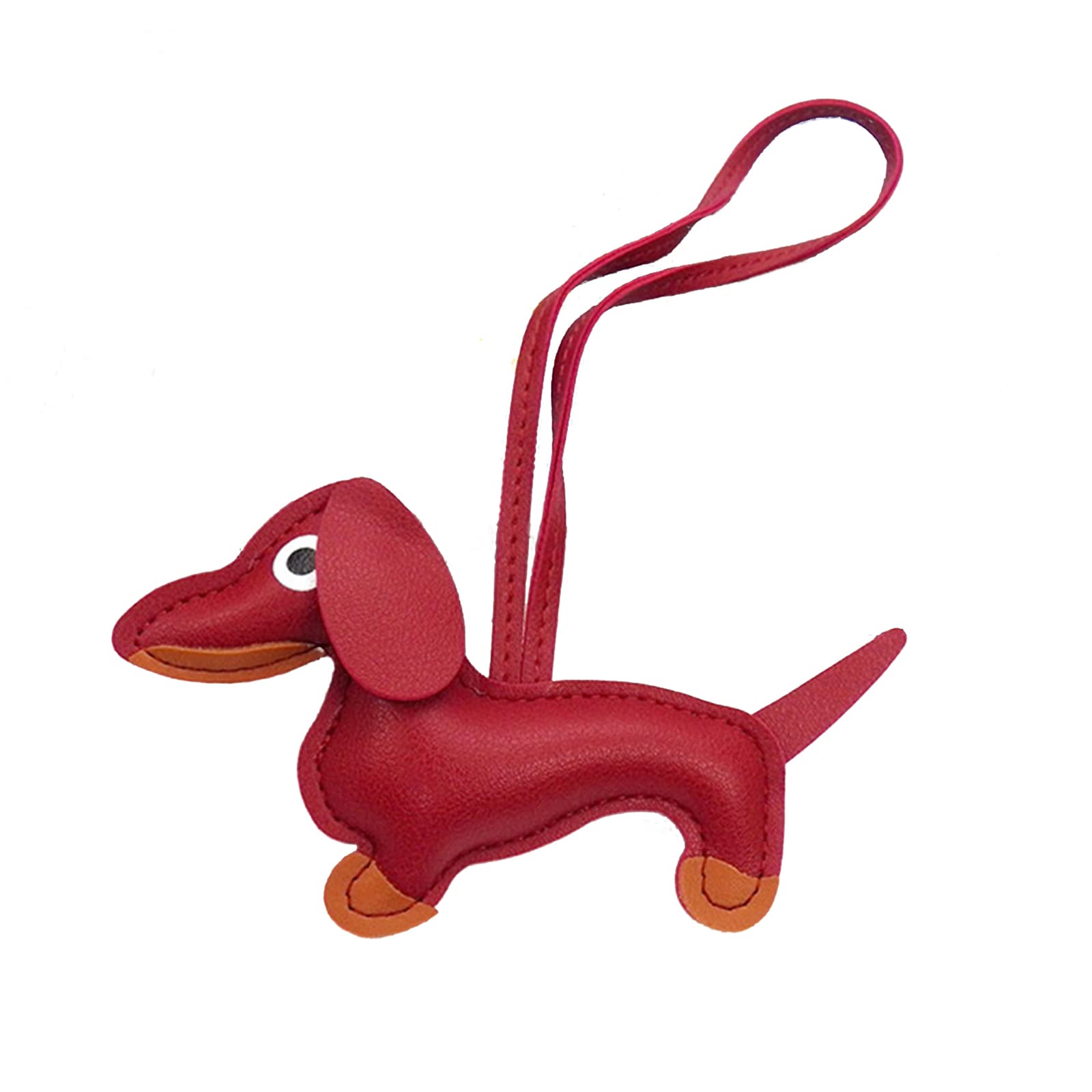 Baodss Small Dachshund Dog Keychain Pendant Lovely PU Leather Animals Keyring Charm for Purse Bag Backpack Handbag