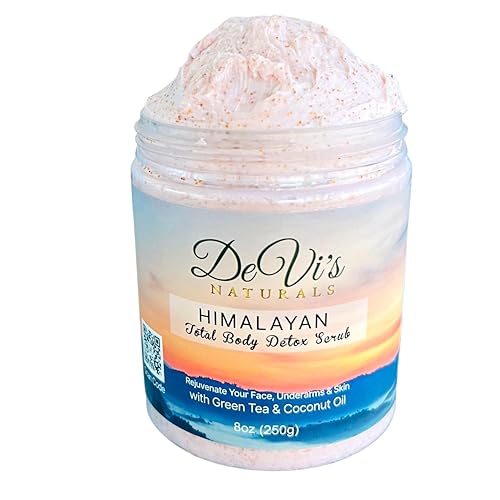 DeVi's Naturals Exfoliante corporal del Himalaya, exfoliante espumoso batido, reduce las protuberancias de la maquinilla de afeitar y las piernas de