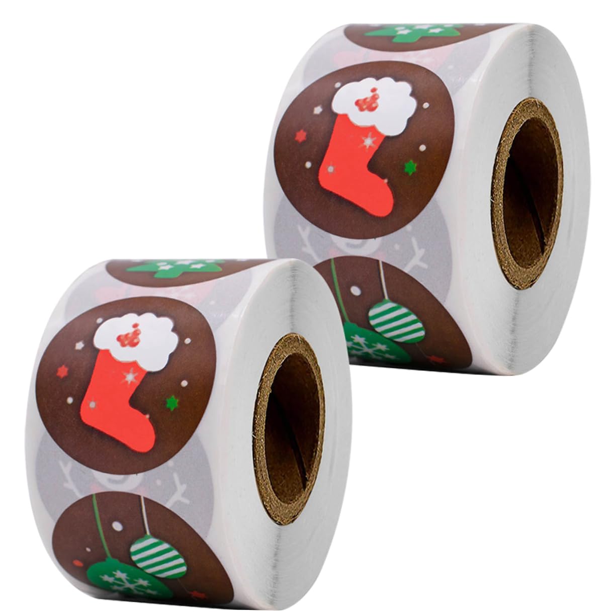 VALICLUD 5 Ensembles Jouets D'autocollant De Noël Décorations Autocollants Ronds De Noël Sachet Confiserie Autocollants De Autocollant D'étiquette Décorative 2 Rouleaux*5