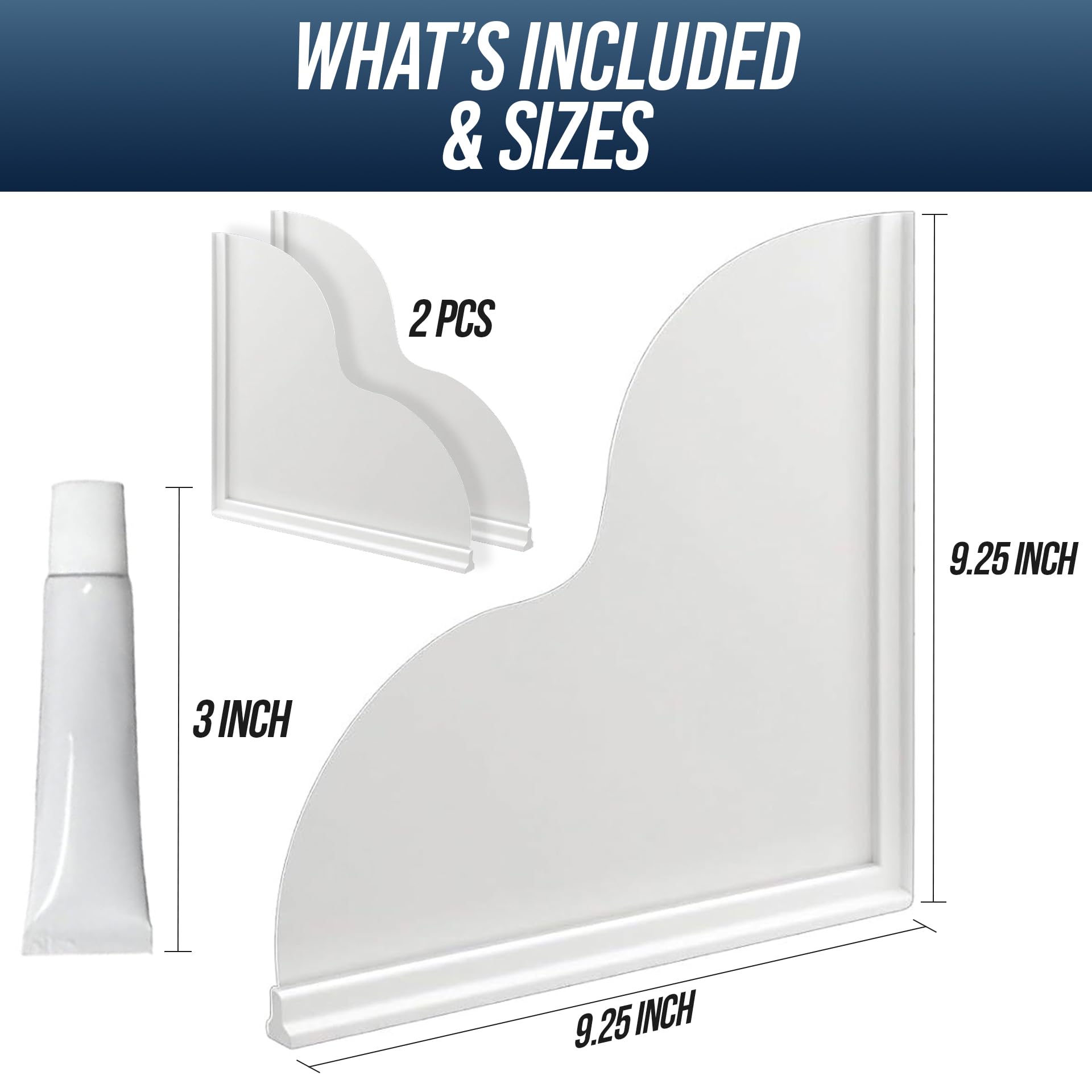 LustraBath Removable Tub Splash Guard 2 Pack, Bathtub Splash Guard with Silicone Base & Acrylic Shower Corner Water Guard, Self Adhesive Shower Splash Guards to Keep Water in Tub or Walk-in Shower - image 2