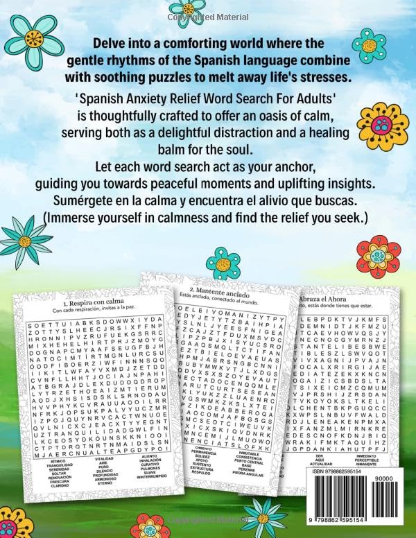Anxiety Relief Spanish Word Search For Adults: Inspirational Puzzles Book for Adults, Teens & Seniors, Mindful and Good Vibes WordFind Activities To Soothe Anxiety and Keep Mind Relaxed - Image 2