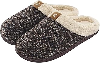 ULTRAIDEASMens Slip On Slippers, Sherpa Lined House Shoes with Memory Foam for Indoor Outdoor, Machine Washable