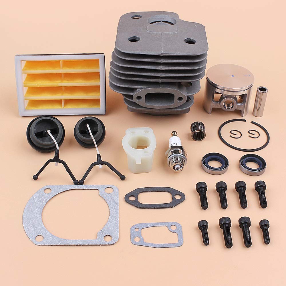 52 mm Cilindro pistón silenciador de Escape Tornillos Kit de Tapas de Filtro de Aire Compatible con Husqvarna 268272 XP 272XP Repuesto de Motosierra de Gasolina