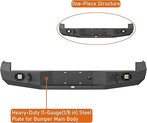 Miniatura 5 de u-Box Parachoques trasero Tacoma 05-15 para Toyota Tacoma 2005-2015 2nd Gen Pickup Trucks Steel Off Road Step Bumper Guard w/LED Lights