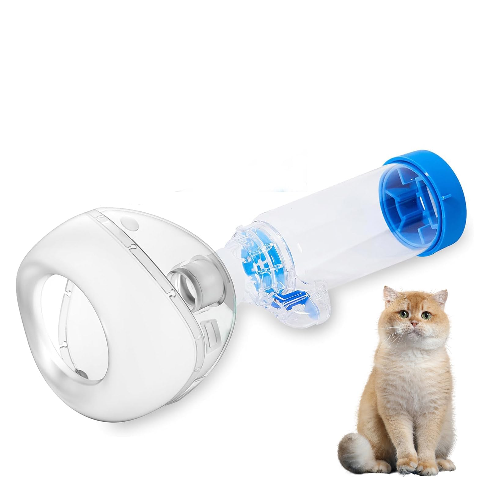 Katzen-Inhalator-Abstandshalter mit Indikator, speziell für Katzen und kleine Hunde, Haustier-Aerosolkammer mit Silikonmaske,für Zuhause und draußen (S)