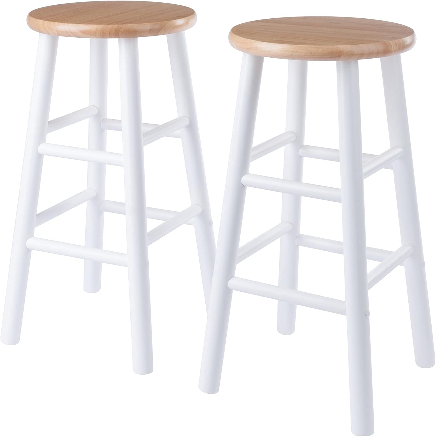 Winsome Wood Huxton 2-Pc Counter Stool Set, Natural and White Finish, 24"