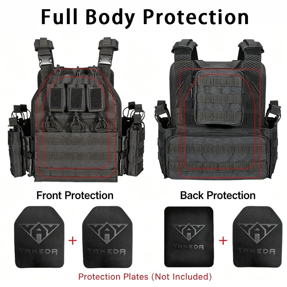 Chaleco Táctico Airsoft,Ajustable con Sistema MOLLE y Liberación Rápida, Chaleco Ligero con Bolsillos Modulares para Entrenamiento Outdoor Senderismo y Paintball
